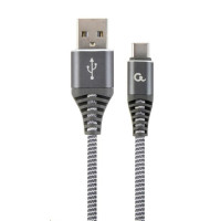 GEMBIRD Kabel CABLEXPERT USB 2.0 AM na Type-C kabel (AM/CM), 1m, opletený, šedo-bílý, blister, PREMIUM QUALITY