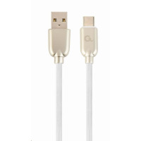 GEMBIRD Kabel CABLEXPERT USB 2.0 AM na Type-C kabel (AM/CM), 2m, pogumovaný, bílý, blister, PREMIUM QUALITY