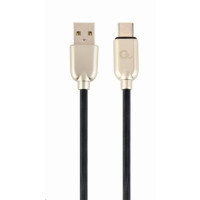 GEMBIRD Kabel CABLEXPERT USB 2.0 AM na Type-C kabel (AM/CM), 2m, pogumovaný, černý, blister, PREMIUM QUALITY