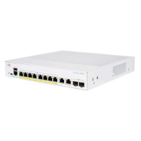 Cisco switch CBS250-8FP-E-2G, 8xGbE RJ45, 2xRJ45/SFP combo, fanless, PoE+, 120W