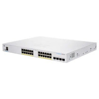 Prepínač Cisco CBS350-24FP-4G-UK, 24xGbE RJ45, 4xSFP, bez ventilátora, PoE+, 370W - REFRESH