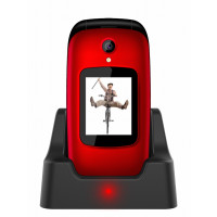 BAZAR - EVOLVEO EasyPhone FD, mobilní telefon pro seniory s nabíjecím stojánkem (červená barva) - Po opravě (Komplet)