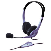 GENIUS sluchátka s mikrofonem HS-04S, drátové, 3.5mm Jack, fialová