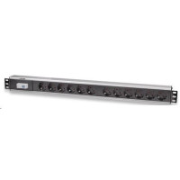 Intellinet Vertical Rackmount 12-Way Power Strip - German Type, rozvodný panel, 12x DE zásuvka, 1.6m kábel